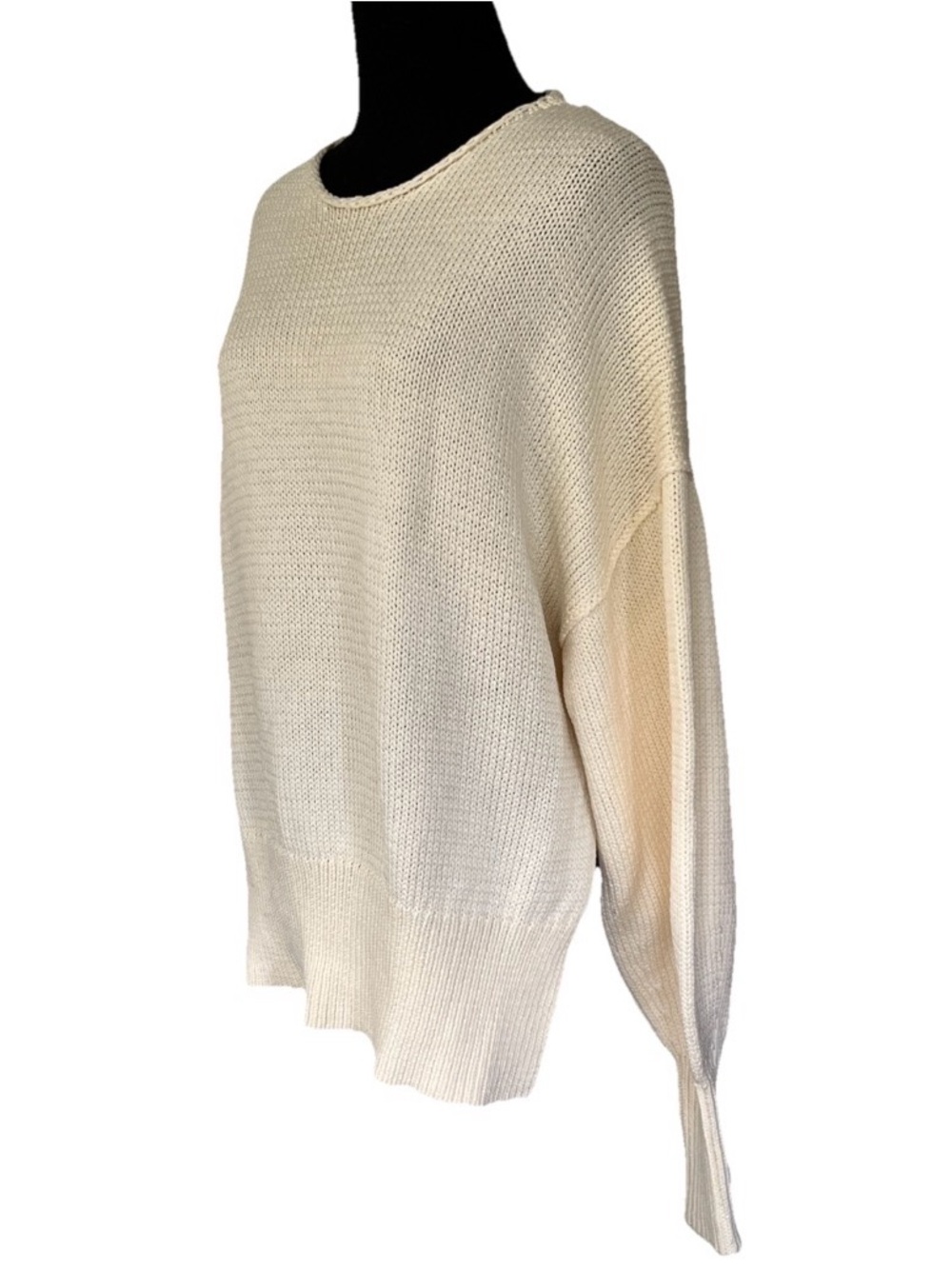 Theory Chunky Slit Mercer Cotton Ecru Sweater Heavy Knit Pullover Side Slits XS - Picture 3 of 10